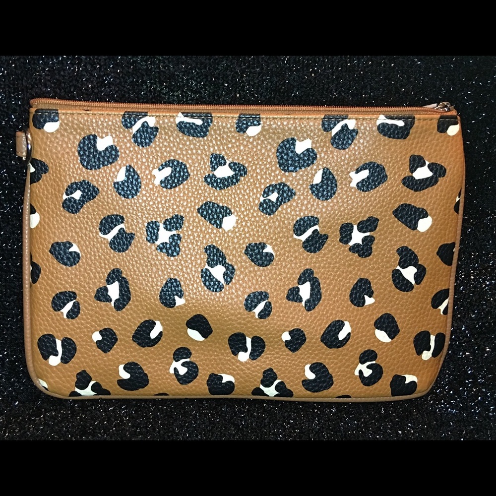 Leopard Print Tan Clutch